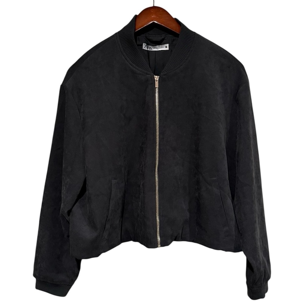 Zara Black Full Zip Lightweight Bomber’s Jacket Size XL